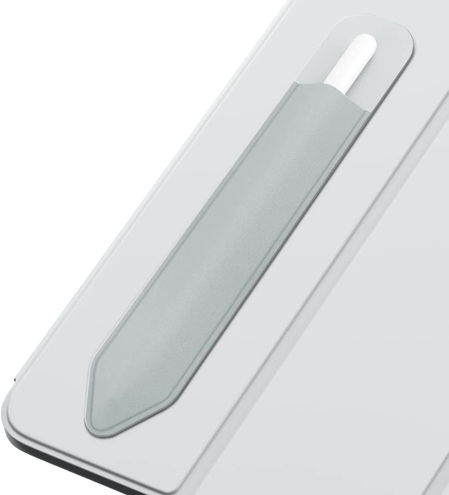 Meyaar Pencil Holder Compatible with Apple Pencil (1st and 2nd Gen), Elastic Pocket [Stylus Pens Protected and Safe] Pouch Adhesive Sleeve Attached to Case for Stylus Pens (Grey)