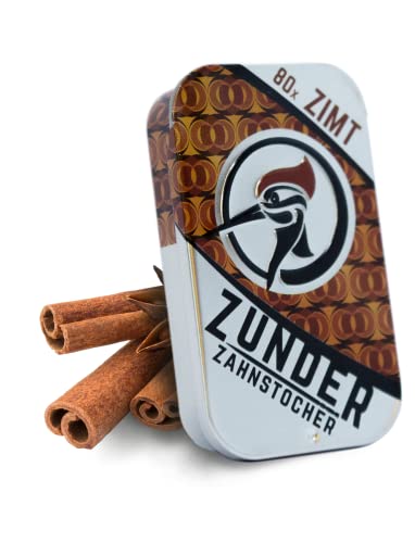 Palillos de dientes Tinder con sabor, 80 unidades en elegante lata, perfecto para la limpieza de los dientes o para abandonar hábitos desagradables, sabor intenso (canela)