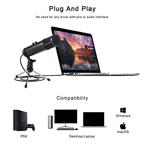 PC Mikrofon, BETLING USB-Kondensatormikrofon für PC/Laptop Plug & Play für Studioaufnahmen, Rundfunk und Spiele – Bild 5