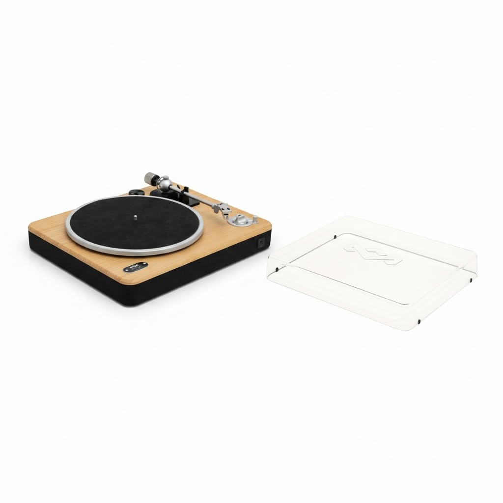 House of Marley Stir It Up Wireless 2 Platine Vinyle & Couvercle - Bambou | Tourne-disque Bluetooth 2 Vitesses, Platine Vinyle Durable, Cellule Audio-Technica