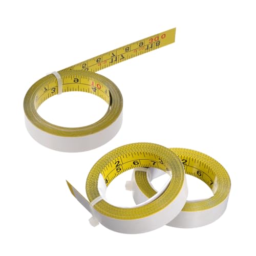 DOITOOL 3ロール巻スチール製自粘着メジャーテープ 耐久性鋼材 センチ対応 剥がして貼れる両面スケール 木工 製図作業用ワークベンチ定規