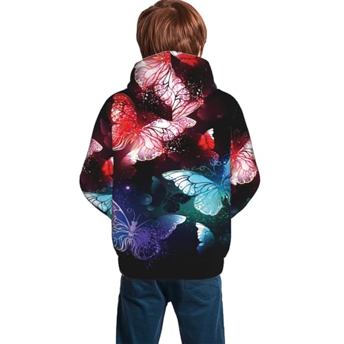Glowing Night Butterfly Kid Hoodies Boys Sweatshirts Girls Pullover with Pocket4
