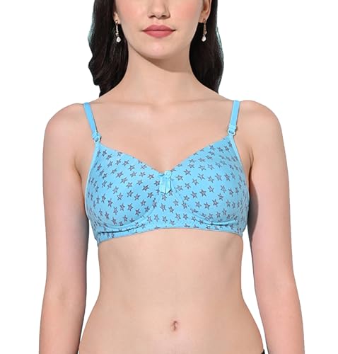Image of FIMS - Fashion is my style Women Cotton Blend Padded Non-Wired Everyday Bra Pack of 1 Cup- B Multicolor