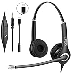 Callez Computer Headset, 3.5mm Cell Phone Headset with Mic Noise Cancelling, USB-C Wired Headphone for PC Laptop Mac iPhone Samsung Zoom Teams Call Center Home Office Work, in-line Controls