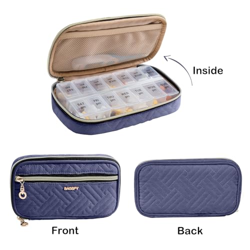 Image of BAGSFY Pill Organizer Case 2 Times a Day- Weekly Medicine Organizer Travel Pill Box with Removable 7 Day Medicine Case Container for Fish Oil, Vitamin, Supplement