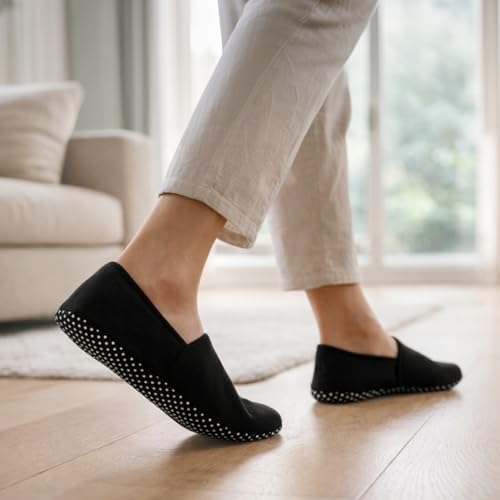 Image of Footmate Ankle Length Slipper Socks For Womens 2 Pair Pack - Cotton Blend Slipper Shoes For Outdoor, Indoor, Home & Office | Anti Skid Socks Slipper Daily Use Booties