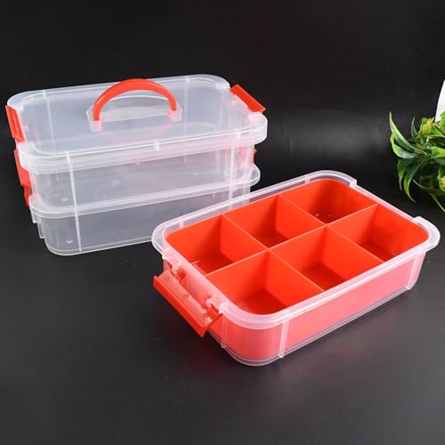 Image of Oblivion Storage Box and Organiser 1 Pc - Transparent 3 Layer Multipurpose Stackable Box with Handle - Durable & Modular with Secure Locking Clips for Stationery, Art Supplies, Craft Materials & Toys