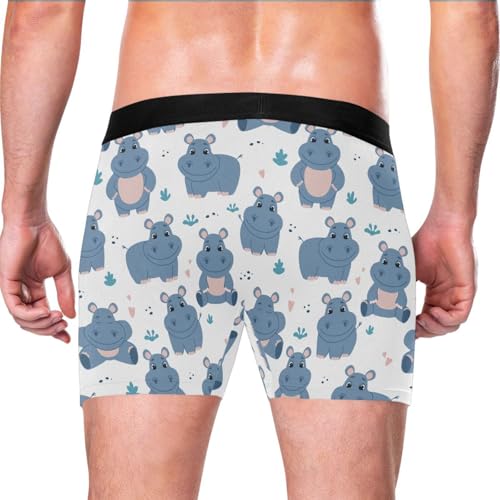 Men's Boxer Briefs Novelty Soft and Breathable with Fly Cartoon Hippo Underwear for Men3