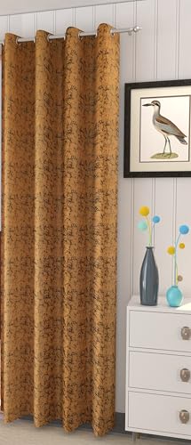 Image of Window Curtain 5 Feet Long for Living Room - Window Curtain Set of 1 Pcs Panel, Velvet Curtain Blackout & Stylish Parda for Home Decor & Office Beige Colour