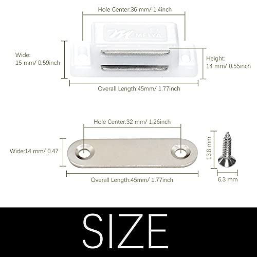 12 Pack Cabinet Magnets Magnetic Door Catch for Kitchen Bathroom Cupboard Wardrobe Closet Closures Cabinet Door Drawer Latch 15 lbs Screws Included (White)