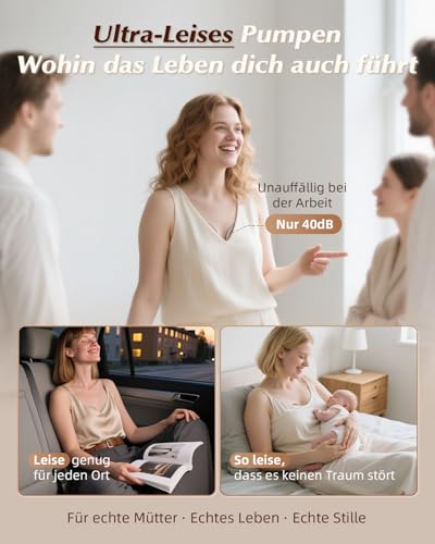 KISSBOBO K5 Milchpumpe Elektrisch Doppel,4 Modi und 19 Stufen,320mmHg Starke Saugleistung elektrische milchpumpe freihändig,Schmerzfreie elektrisch tragbar(Beige 2 Stück)
