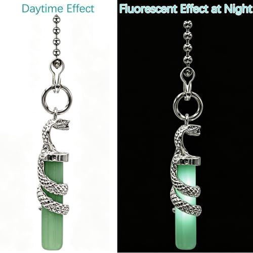 Image of Cobra Pattern Ceiling Fan Pull Chain,Pull Chain Extension Glow in The Dark,12in Fan Pull Chain Pendant,Ceiling Fan Chain Extender with Beaded Fluorescent Light Chains Ornaments, 2PCS