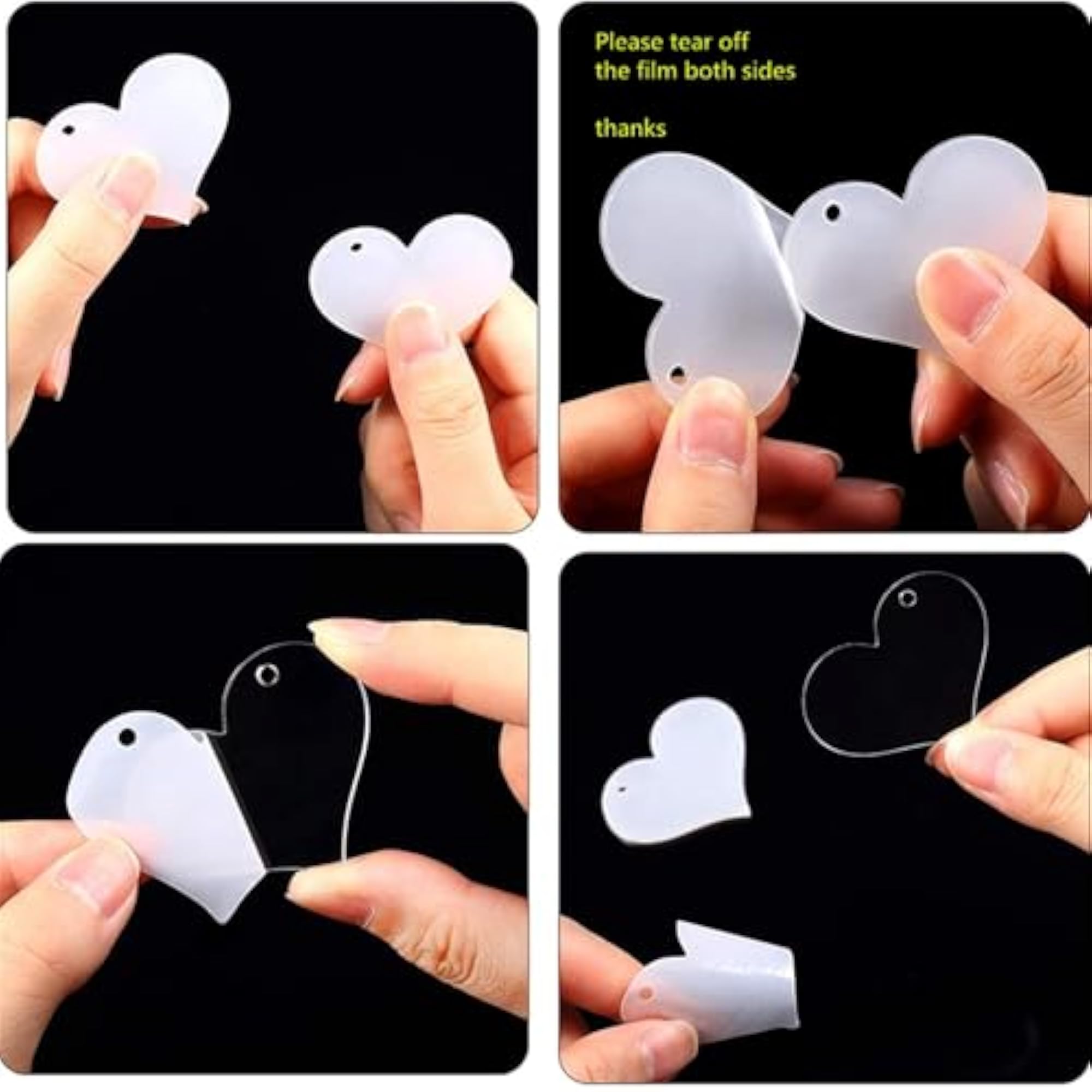10pcs Blank Clear Acrylic Heart Shape Pendants for DIY
