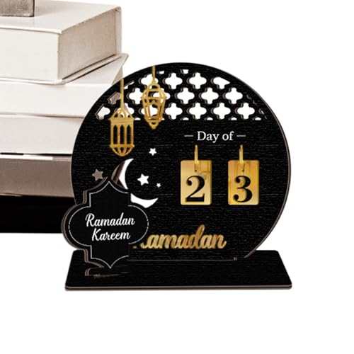 Décoration festive maison en bois avec compte à rebours 30 jours pour table et bureau
