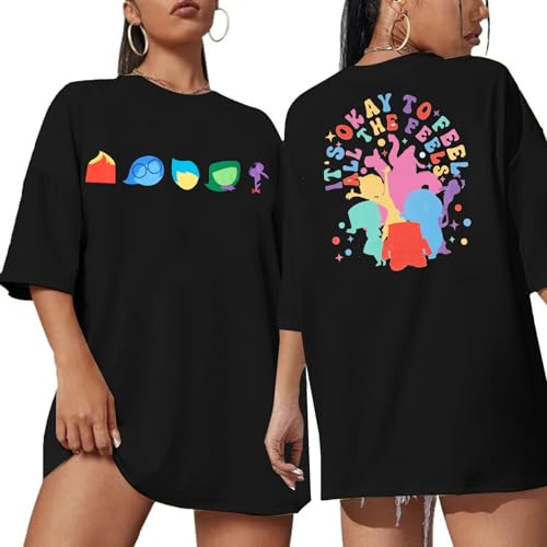 KIDDAD Every Day Emotions T-Shirt for Women Mental Health Matter Shirt Funny Therapist Psychologist Tee Top Black