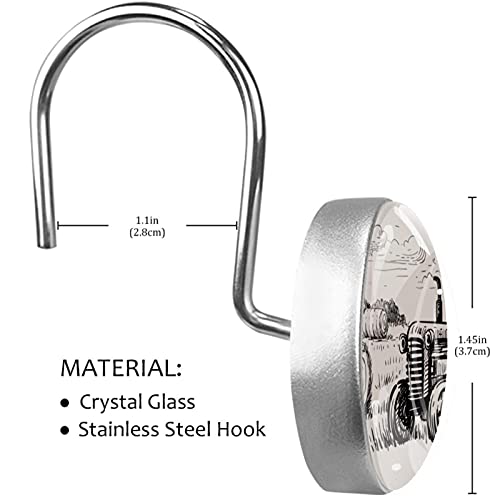 Tractor, Shower Curtain Hooks Rings Set Of 12 Resin Decorative Shower Curtain Hooks Stainless Steel Round Metal Shower Rings #TOP2