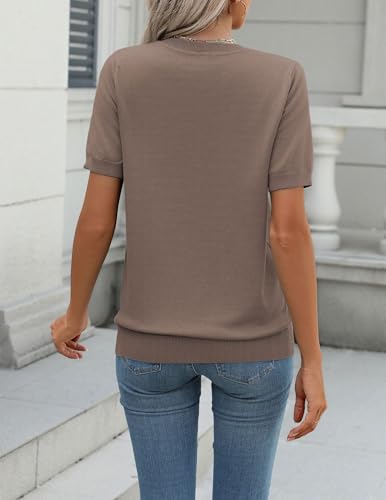 Image of Zeagoo Womens Summer Short Sleeve Tops Crew Neck Lightweight Pullover Sweaters Loose Dressy Casual Blouse Basic Clothes