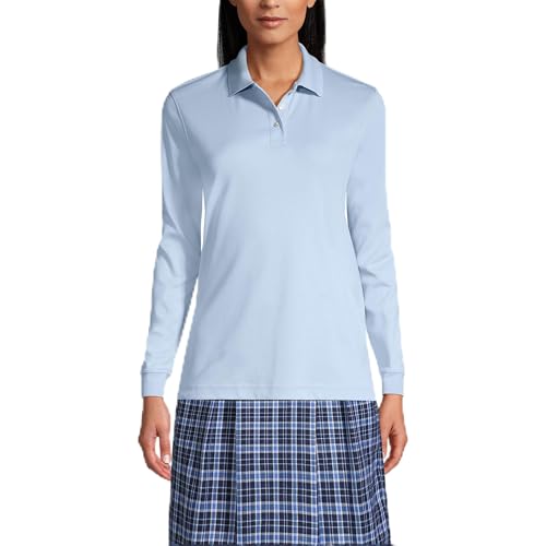 Image of Lands' End School Uniform Kids Long Sleeve Interlock Polo Shirt