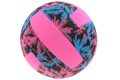 ELLUG Neopren Ball als Volleyball mit Palmenmuster für Groß und Klein, wasserfest salzwasserfest (Pink)