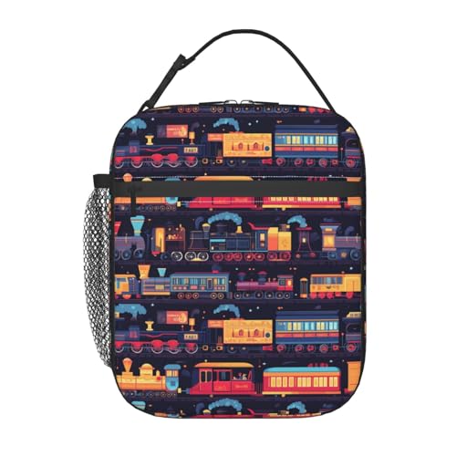 famliihw Car Train Lunch Bag Insulated Reusable Lunch Box Thermal ...