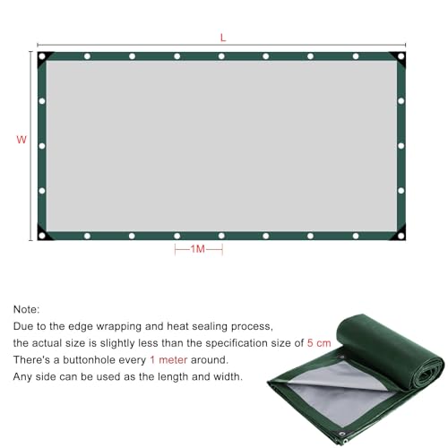 Lona de construcción de 105 x 190 cm verde con protección UV para leña y terraza 7