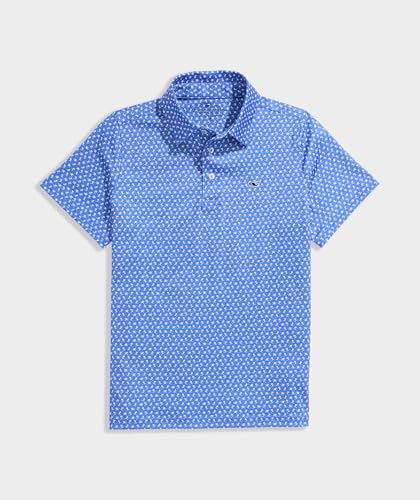 Image of vineyard vines Boys' Printed Sankaty Performance Polo, Micro Ski - Blue, 7