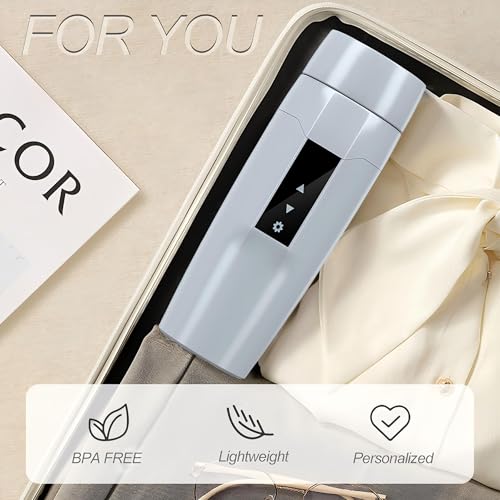 Image of Electric Heating Kettle with Temperature Control, 40~100 ℃ Adjustable, Mini Portable Travel Electric Water Mug, Anti-leakage, 300W Fast Heating Insulation Cup, Anti-dry Fever, Auto- shutdown, Gray