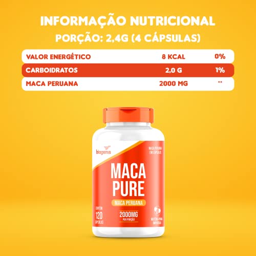 Maca Peruana Pura, Biogens, Kit 2x 120 cápsulas