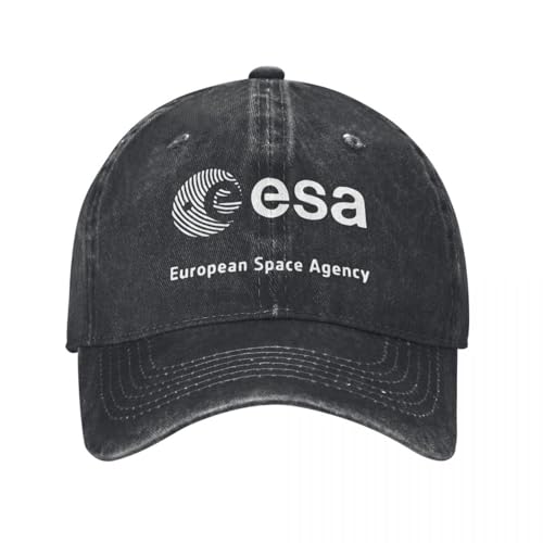 YERTYIJH Classic Vintage EESA Agencia Espacial Europea Gorras de Béisbol Unisex Denim Desgastado Gorra Snapback Esa Outdoor Activities Sombreros Ajustables Gorra roja