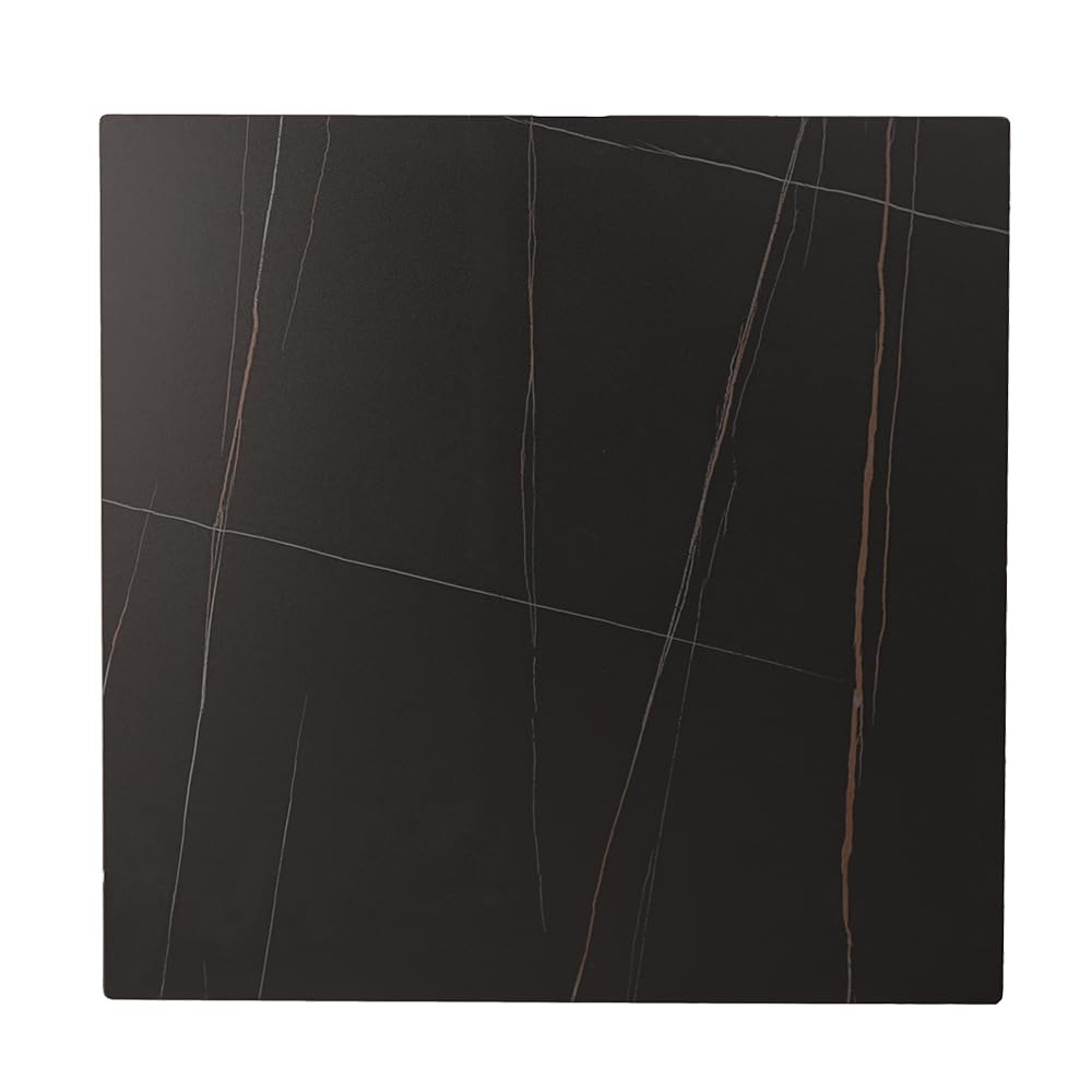 Liberoshopping Tavolo da bar, pub ristoranti con base nera H75 e piano per esterno quadrato 80x80 cm in pietra sintetizzata (Marmo Nero)