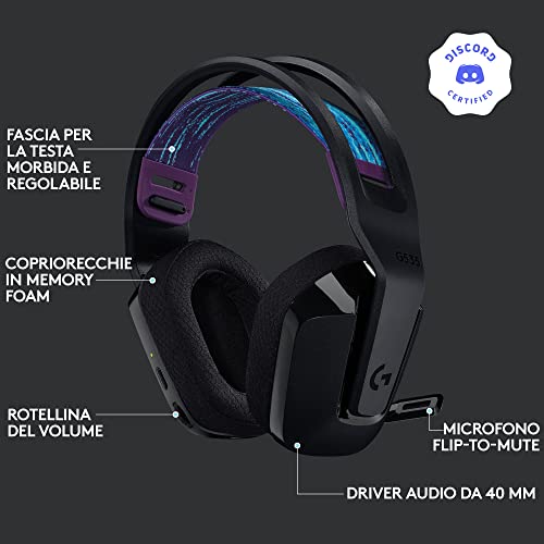 535 LIGHTSPEED Cuffia con Microfono Gaming Wireless - Cuffie Supra-Aurali Leggere, Microfono Flip to Mute, Audio Stereo, Compatibile con PC, PS4, PS5, Ricaricabile Tramite USB - Nero - Cuffia gaming - Immagine 5