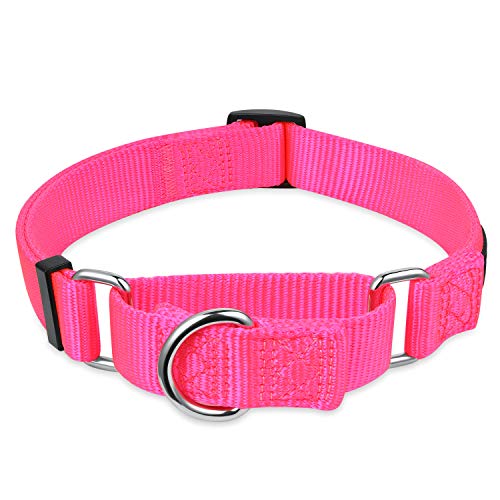 Upgraded Heavy Duty Escape-Proof Martingale Dog Collar For Large Breeds Dogs Comfy And Safe - Walking, Professional Training, Daily Use. (Large, Hot Pink) #TOP4