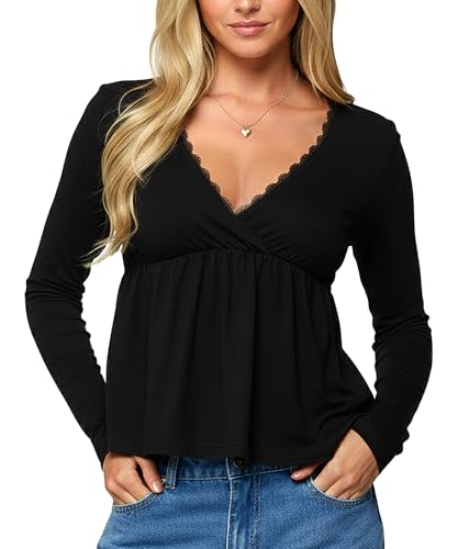 Haut péplum col en V dentelle chemisier femme chic