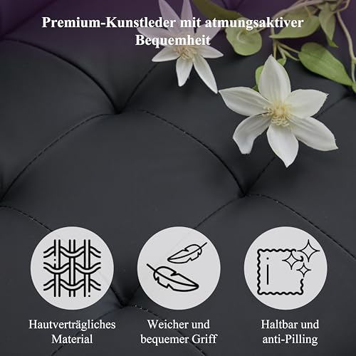 GRAVFORCE Sofa 2 Sitzer Couch mit 2 Ladefunktion und 2 Becherhalter 2er Sofa Klein Kunstleder für Wohnzimmer, Jugendzimmer, Büro, Wohnung, Schlafzimmer, Schwarz