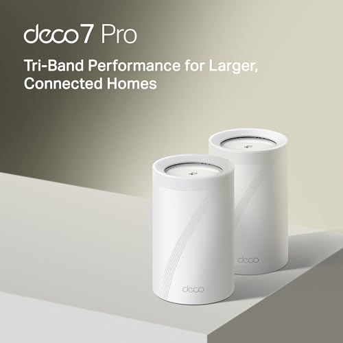 Image of TP-Link Deco 7 Pro BE14000 Tri-Band Wi-Fi 7 Whole Home Mesh System | 8-Stream 14 Gbps | 10 Gbps WAN /LAN Port | Up to 8100 Sq.ft, 200 Devices Capacity | 320 MHz, HomeShield, AI-Roaming (BE67 2-Pack)