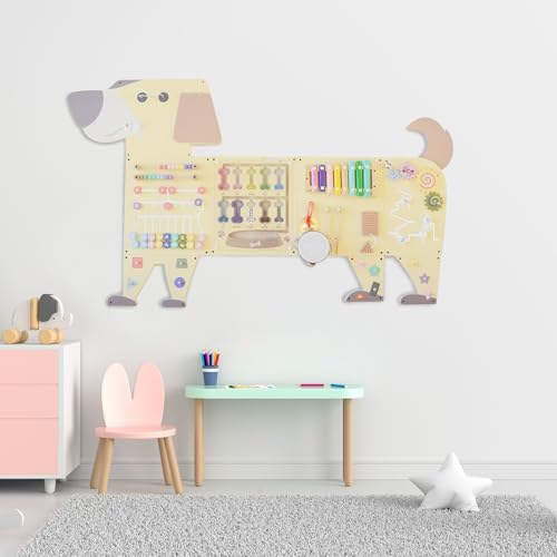 Image of Dog Activity Wall Busy Board Panels, Toddler Learning Activity Center, Montessori Sensory Activity Board, Educational Toys for Children's Playroom & Daycare
