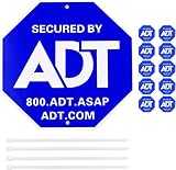 ADT Security Sign -28“ Yard Security Warning Signs with Stakes, Deter Burglars & Protect Your Home 10 Pcs DT Window Stickers Aluminum Alloy Sign for Outdoor Use （ no Stake Posts)