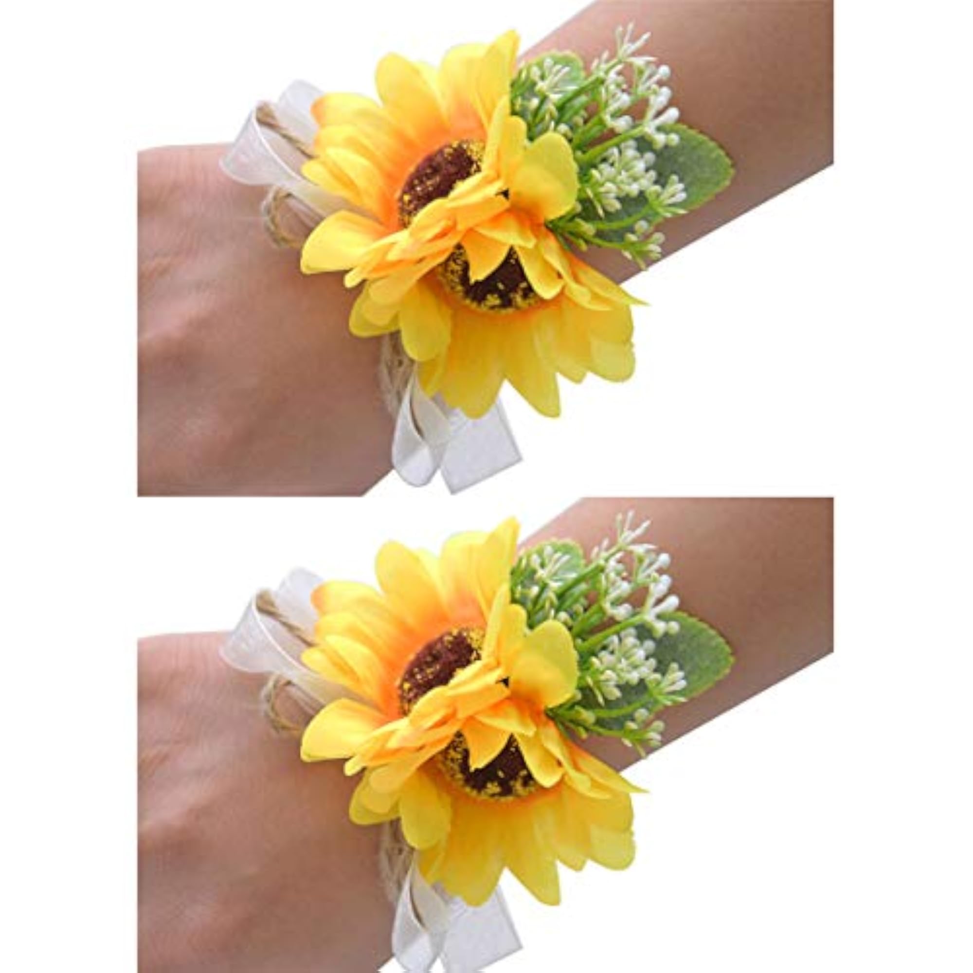 Sunflower Wrist Corsage, 2 Pcs Set