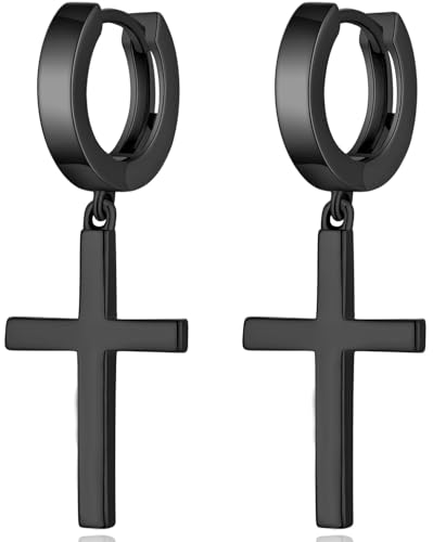 Jiamiaoi Sterling Silver Cross Dangle Earrings - Hypoallergenic Nickel Free Hoop Earrings for Men and Women
