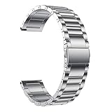 LDFAS Compatible for Fossil Q Band, 22mm Stainless Steel Metal Strap Compatible for Fossil Q Marshal, Wander, Founder Gen 2 /Explorist Gen 3 /Q Explorist HR Gen 4, Gen 5 Carlyle, Commuter, Silver