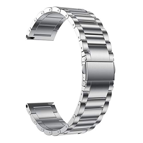 LDFAS Compatible for Vivoactive 4 Bands, 22mm Solid Stainless Steel Metal Strap Compatible for Garmin vivoactive 4 (45mm)/ Venu 2/3 45mm Bands, Silver