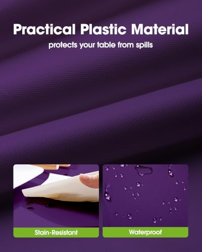 Image of Pureegg Plastic Table Cloth Disposable 10 Pack, 54 x 108 Inch Table Cloths, Halloween Party Decorations, Summerween Decor, Halloween Tablecloths, Rectangle, Plastic Cover, Leakproof & Sturdy, Purple