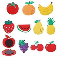 Goktvai 10pcs Fridge Magnets for Toddlers, Cute 3D Fruit Shaped Refrigerator Magnets Colorful Food Full Back Magnetic Toys Funny Baby Early Education Toys