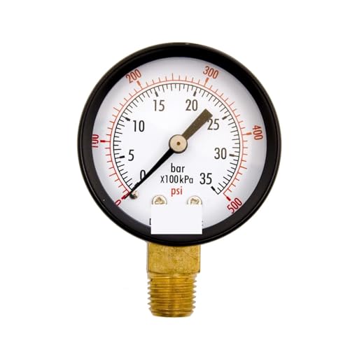 Manomètre pour circuit d'eau et air comprimé avec raccord inférieur 1/4 NPT jusqu'à 500 PSI