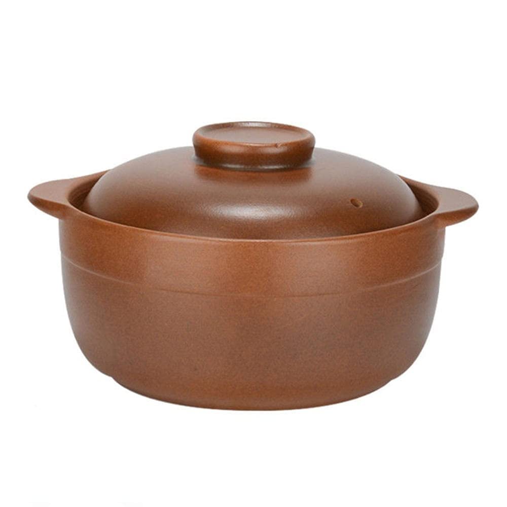 DRFGHK Terracotta Casserole Pot with Lid - Ceramic Clay Cooking for Open Fire Old-Fashioned Earthenware Insulated Handle Large Capacity.