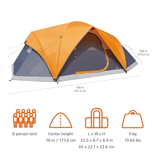 Tienda de campaña cúpula Amazon Basics para 4/8 personas