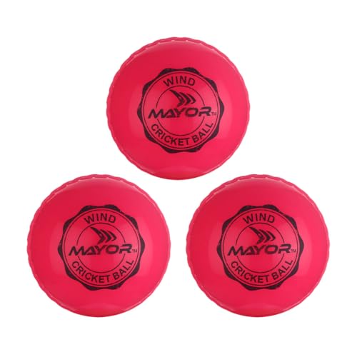 Image of Mayor Cricket Wind Ball for Indoor & Outdoor Street Cricket Rubber Ball (Pack of 3) (Pink)