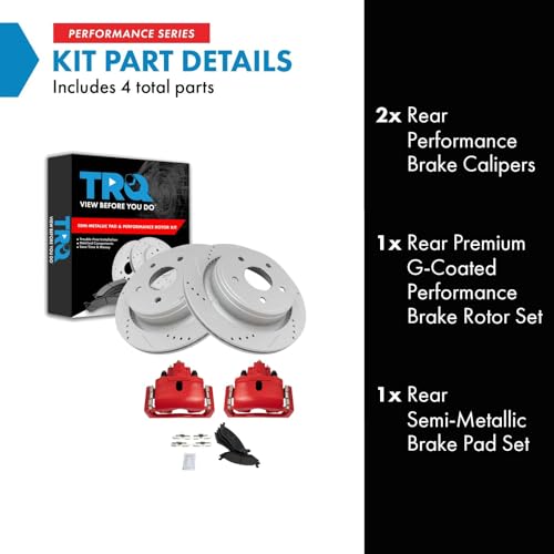 Image of TRQ Performance Rear Brake Pad & Rotor Kit Compatible with 2007-2009 Chrysler 2002-2010 Dodge 2011-2018 Ram