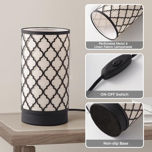 Lámpara de mesa pequeña Cerdeco con pantalla de lino y metal miniatura 5