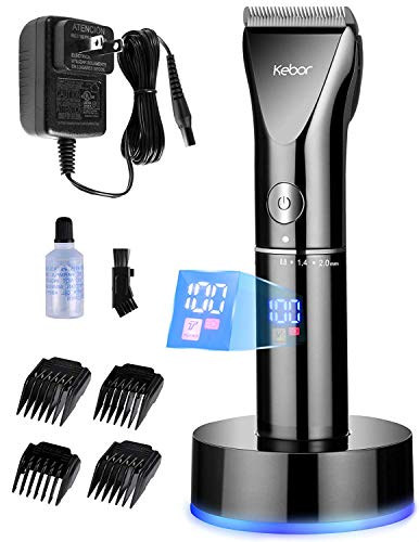 Hair Clippers for Men, Electric Wireless Mens Cordless Self Trimmer Kit, Rechargeable Lithium-ion Battery with LED Display, Charging Stand and Haircut Oil PC1010 Upgraded